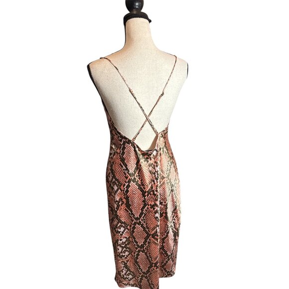 Victoria Secret Dress Small Pink Satin‎ Snakeskin Cowl Neckline Midi Slip Dress - Picture 6 of 8